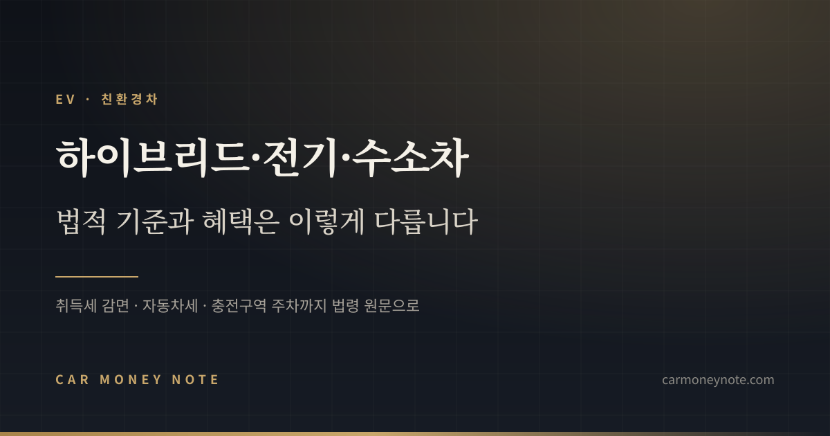 하이브리드·전기·수소차의 법적 기준과 혜택은 이렇게 다르다는 카머니노트 표지