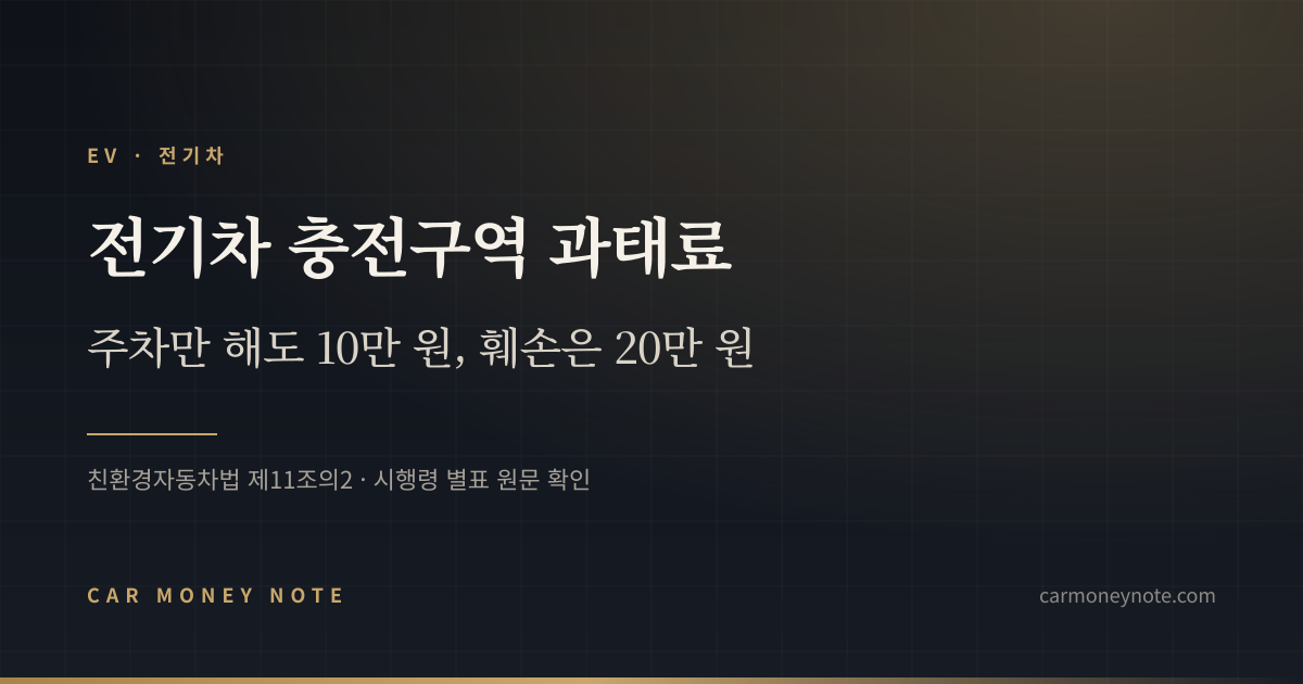 전기차 충전구역 과태료, 주차만 해도 10만 원이고 훼손은 20만 원이라는 카머니노트 표지