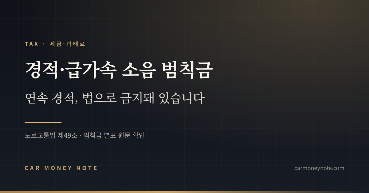 경적·급가속 소음 범칙금, 연속 경적은 법으로 금지돼 있다는 카머니노트 표지