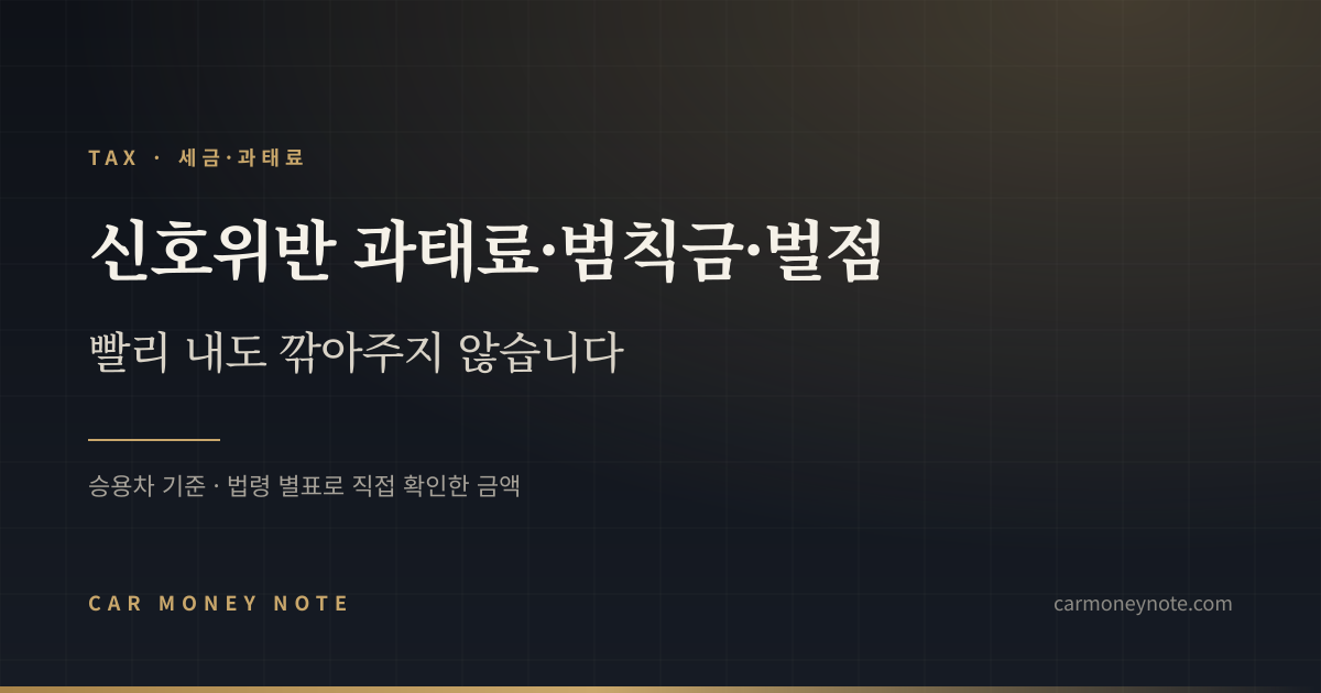 신호위반 과태료·범칙금·벌점 총정리, 빨리 내도 깎아주지 않는다는 카머니노트 표지