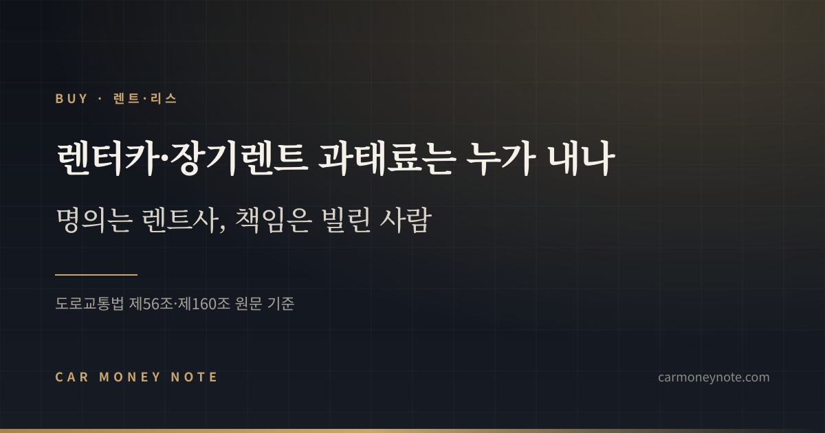 렌터카·장기렌트 과태료는 누가 내나, 명의는 렌트사지만 책임은 빌린 사람이라는 카머니노트 표지