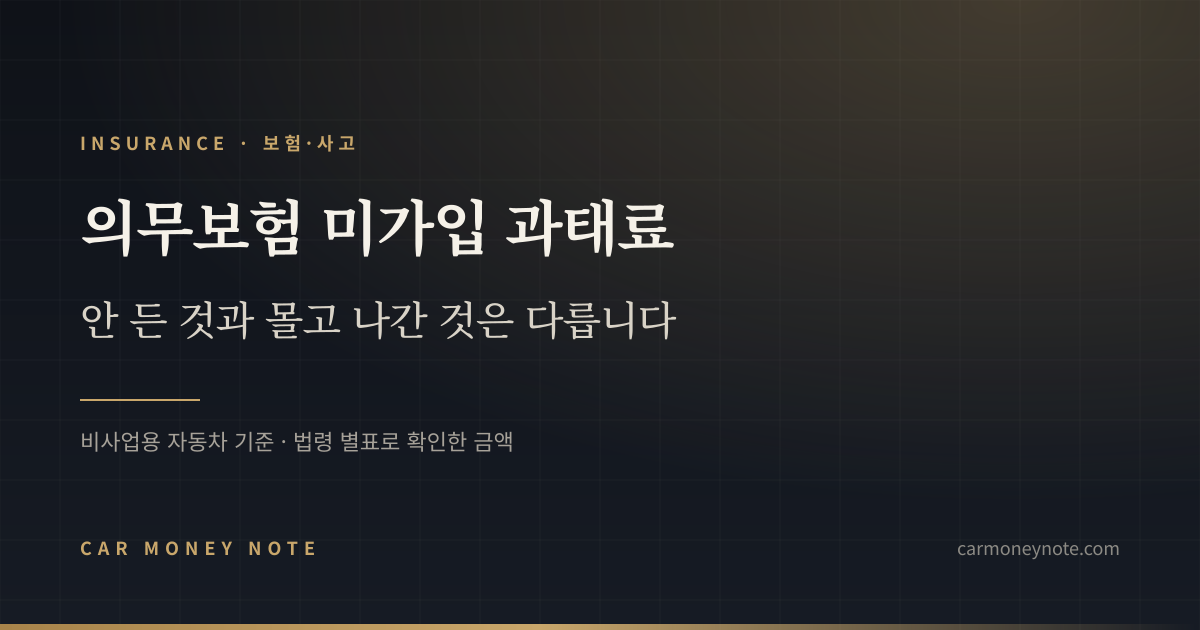 의무보험 미가입 과태료, 안 든 것과 몰고 나간 것은 다르다는 카머니노트 표지
